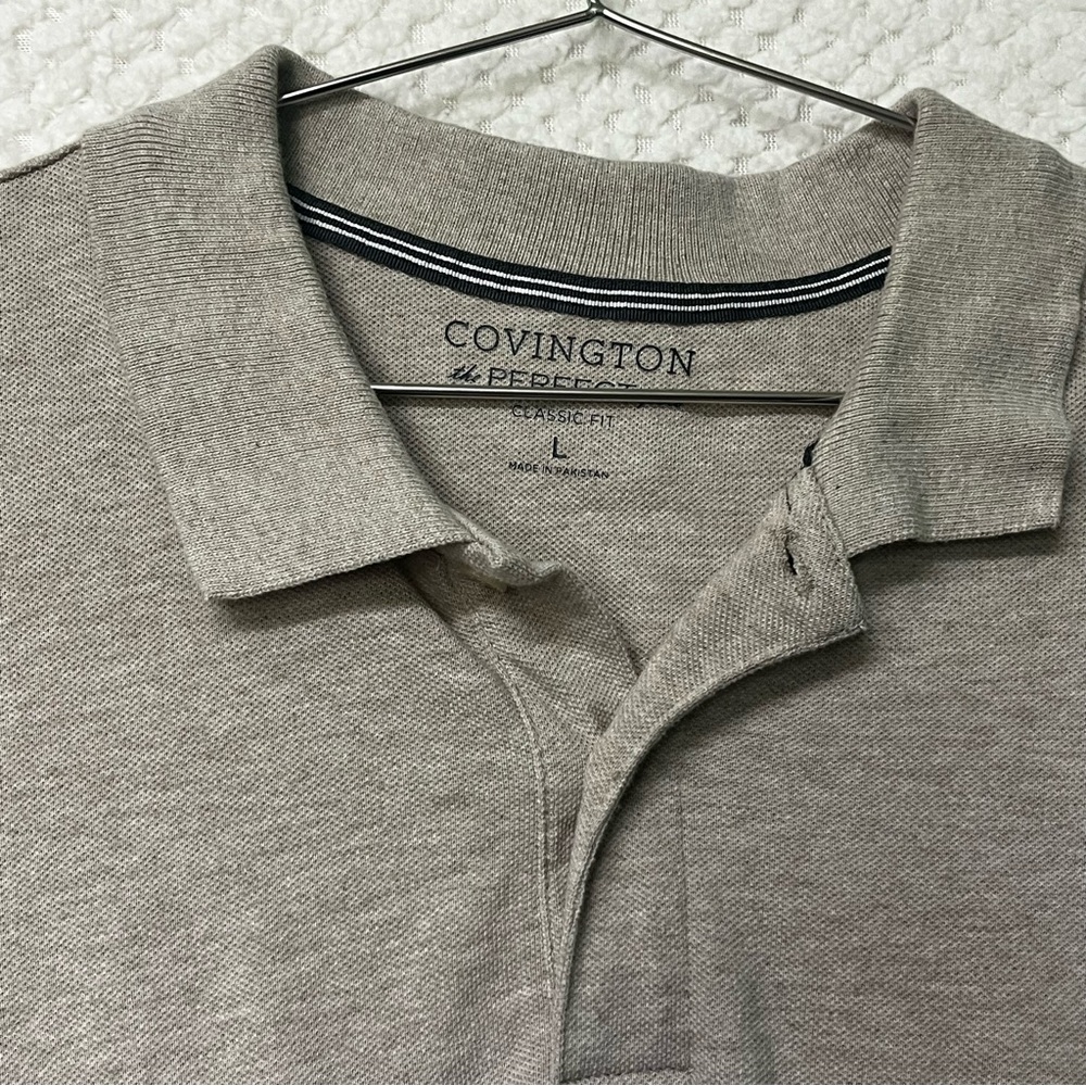 Covington Mens Gray Polo Shirt 100% Cotton Collared Classic Fit Casual  Large - Picture 3 of 6